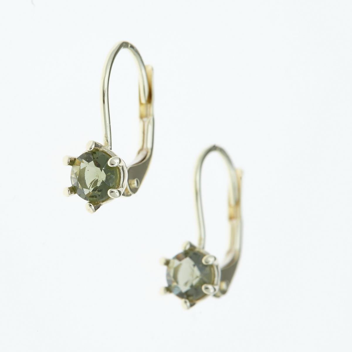 Golden earrings with moldavites AUV2138-4