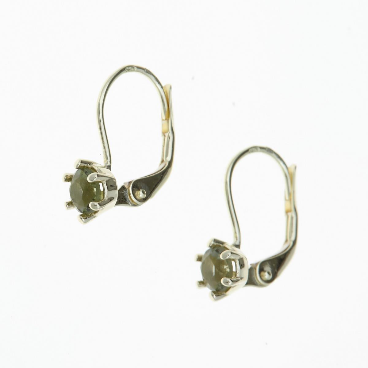 Golden earrings with moldavites AUV2138-4