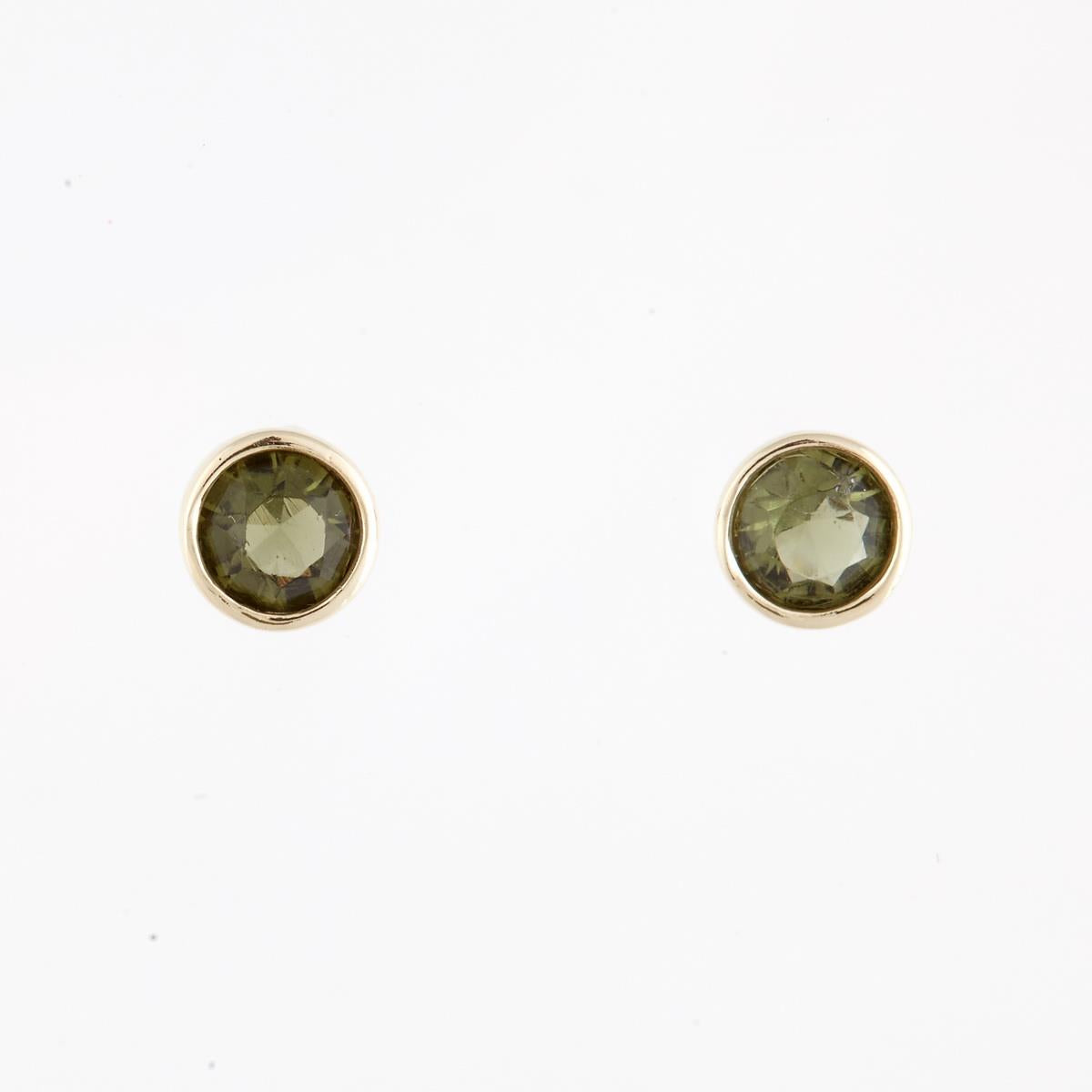 Golden earrings with moldavites 2139-3
