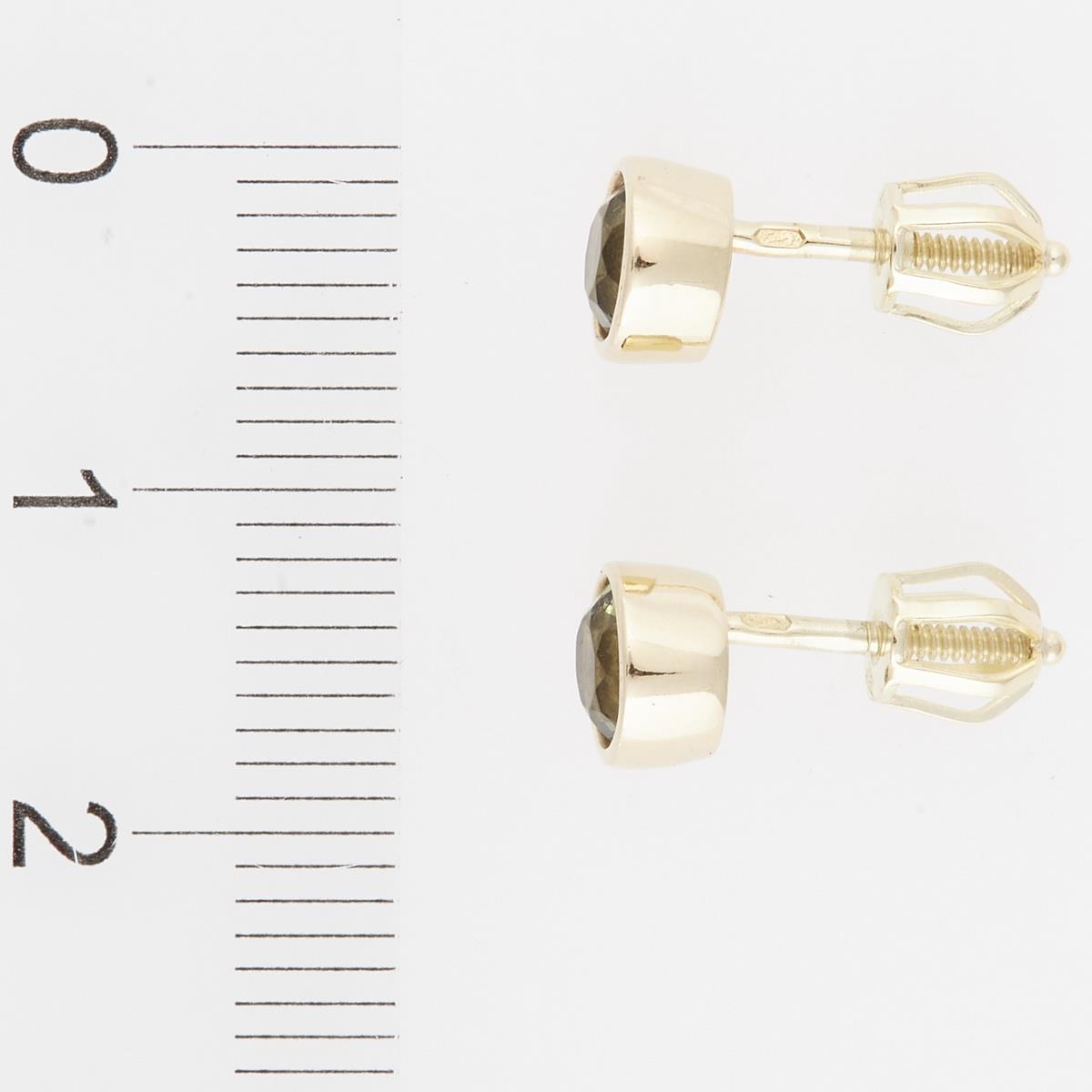 Golden earrings with moldavites 2139-3