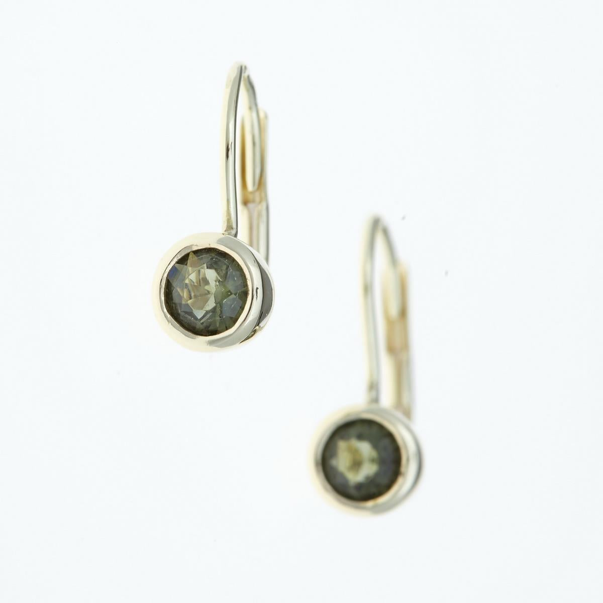 Golden earrings with moldavites AUV2139-4