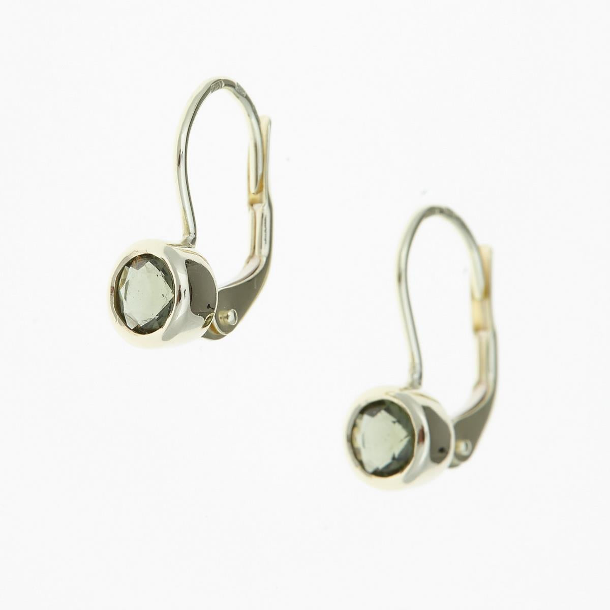 Golden earrings with moldavites AUV2139-4