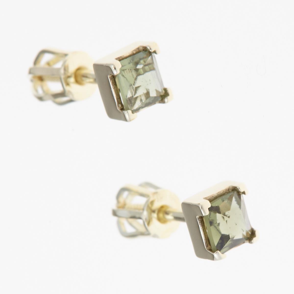 Golden earrings with moldavites 2195-3