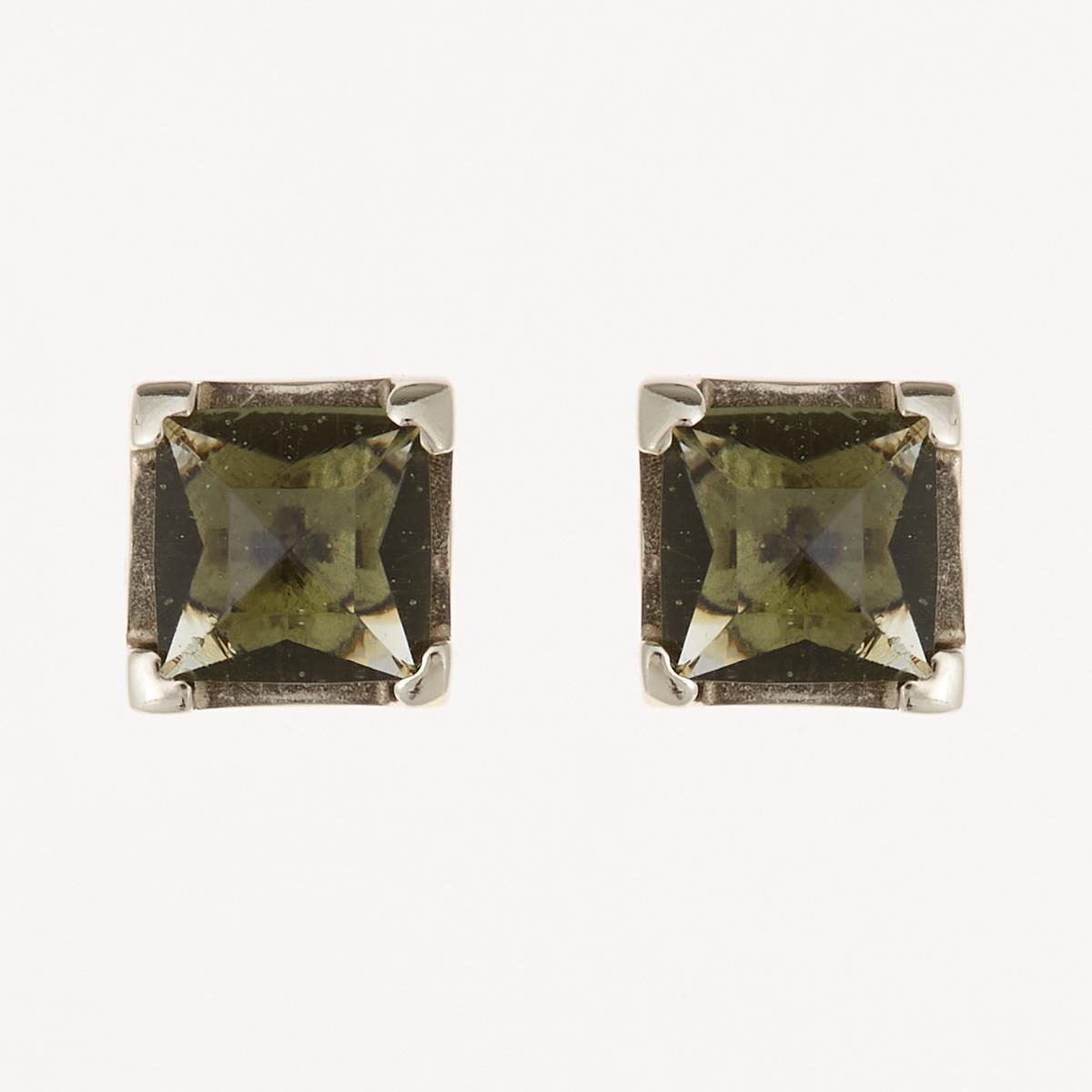 Golden earrings with moldavites 2195-3