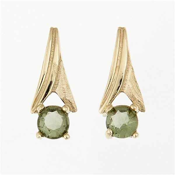 Golden earrings with moldavites 2214-3
