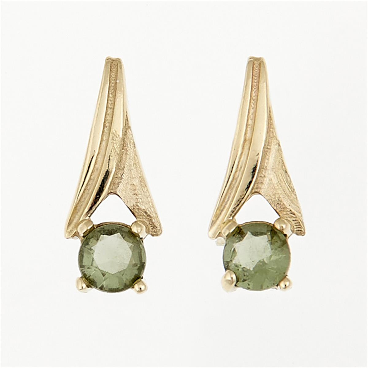 Golden earrings with moldavites 2214-3