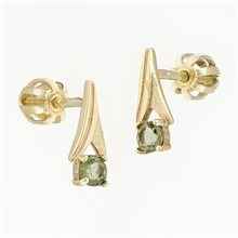Golden earrings with moldavites 2214-3