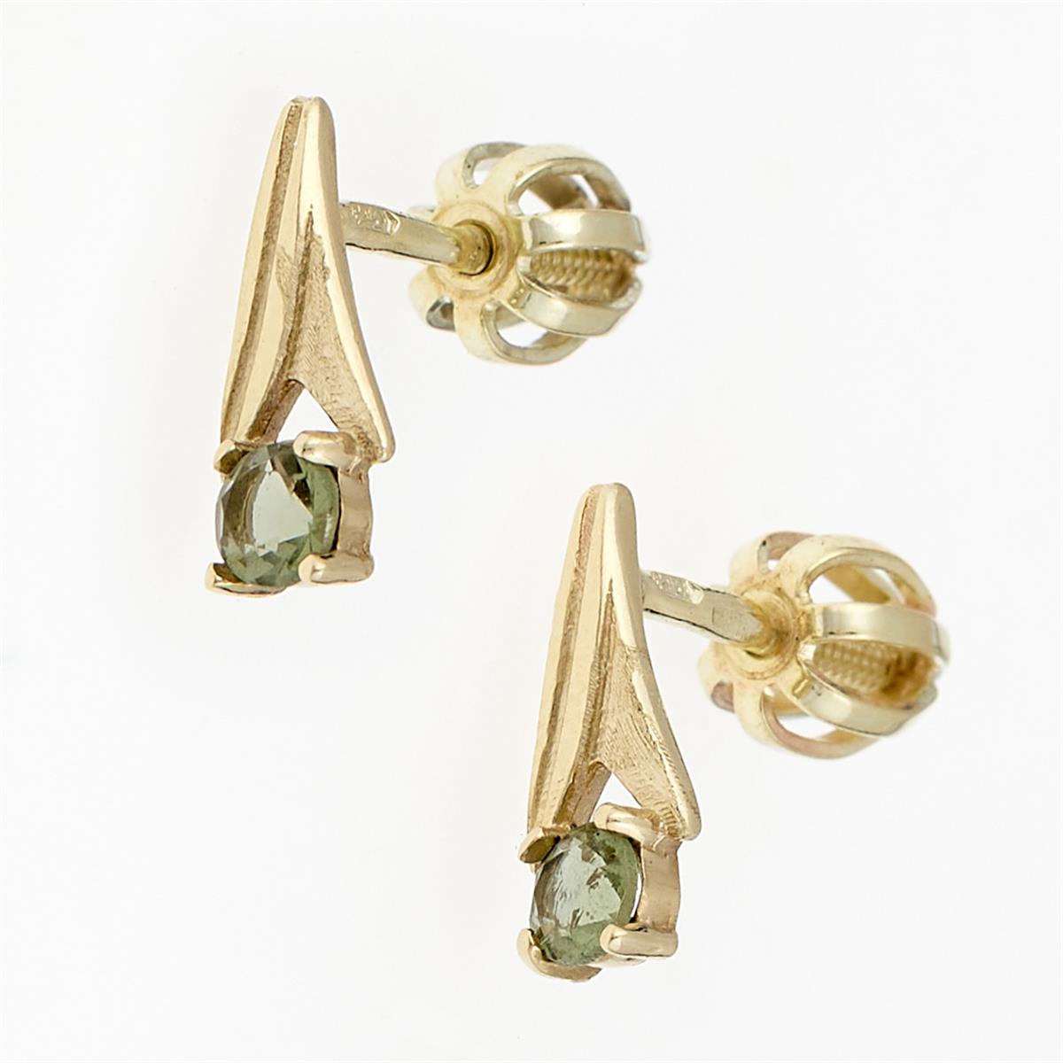 Golden earrings with moldavites 2214-3