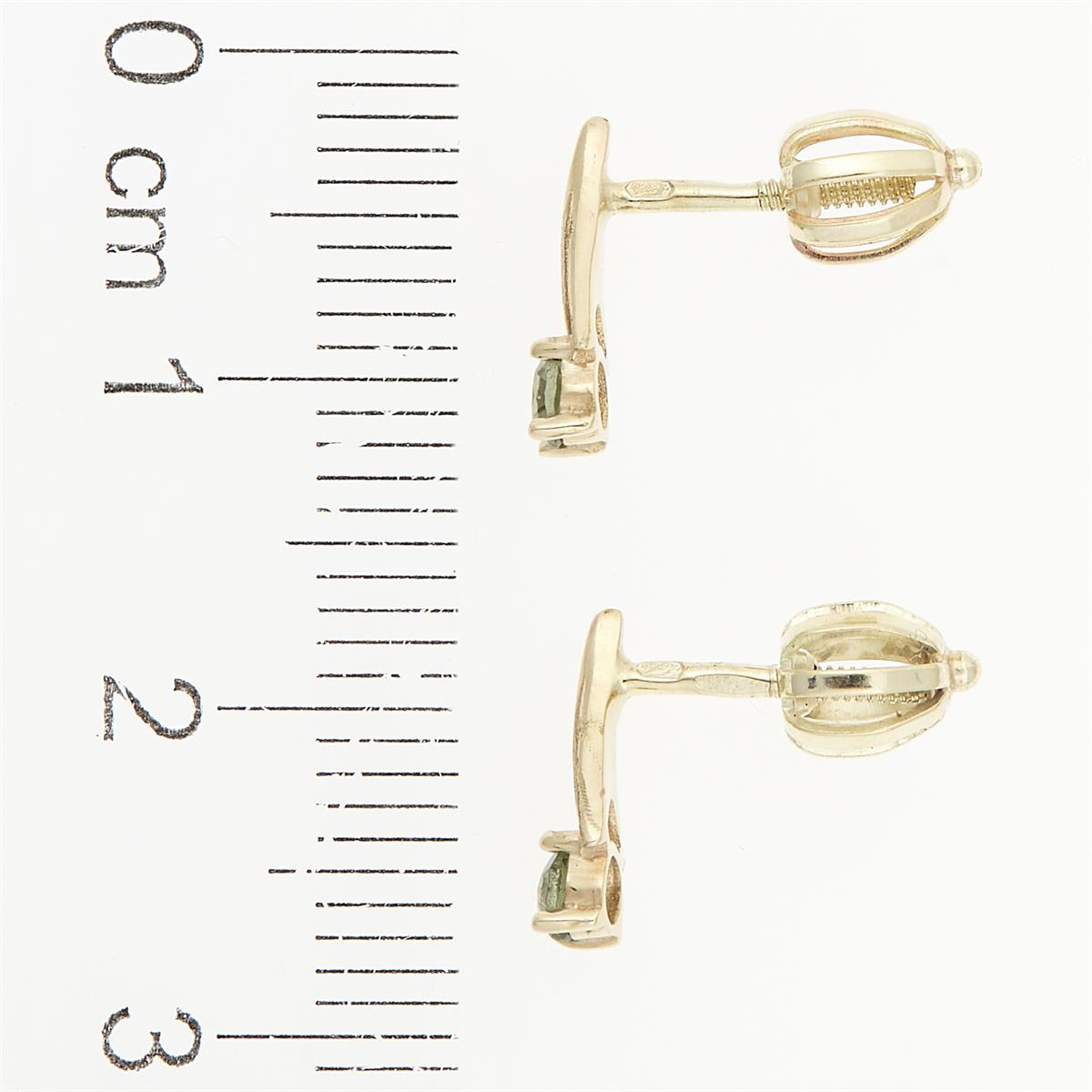Golden earrings with moldavites 2214-3
