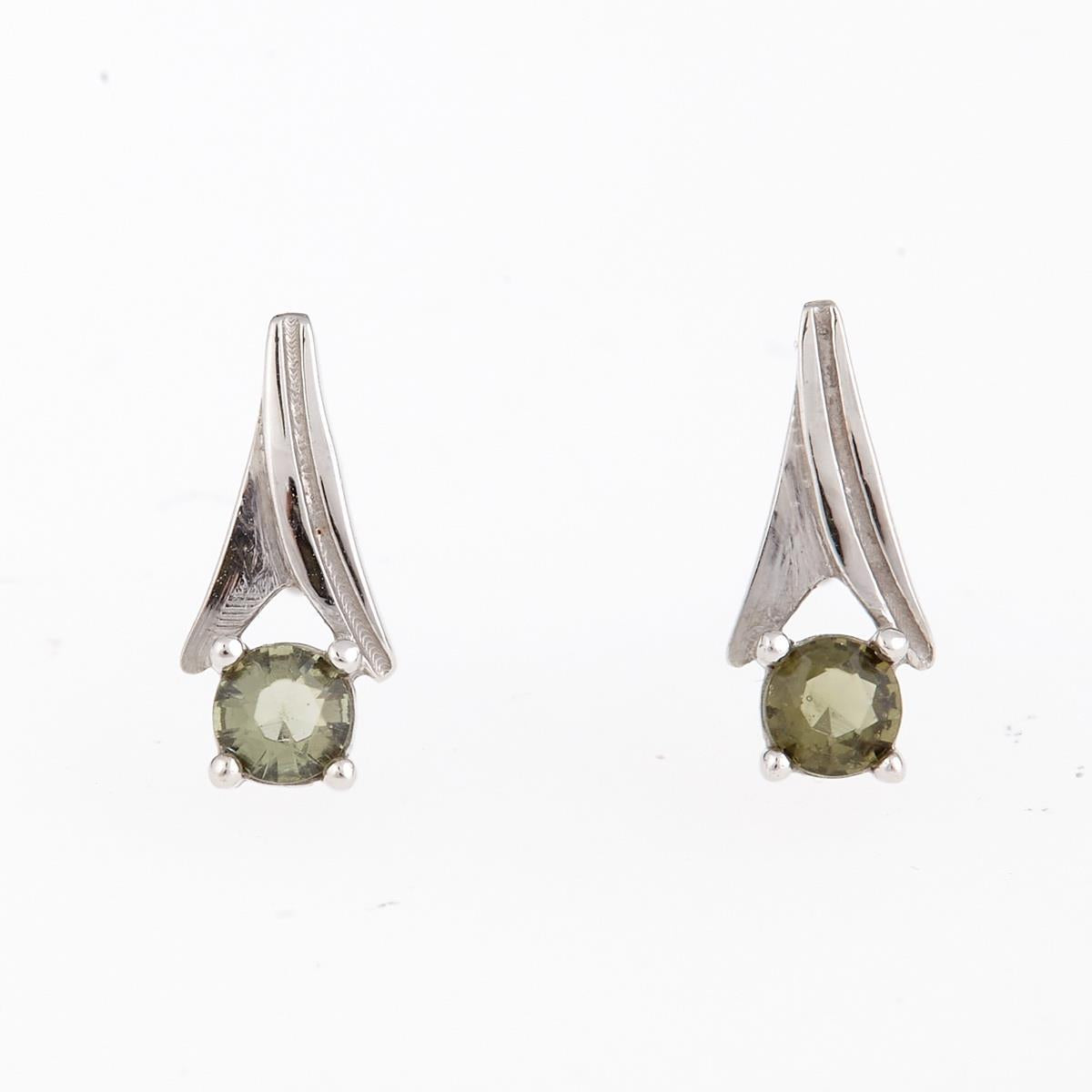 Golden earrings with moldavites 2214-3