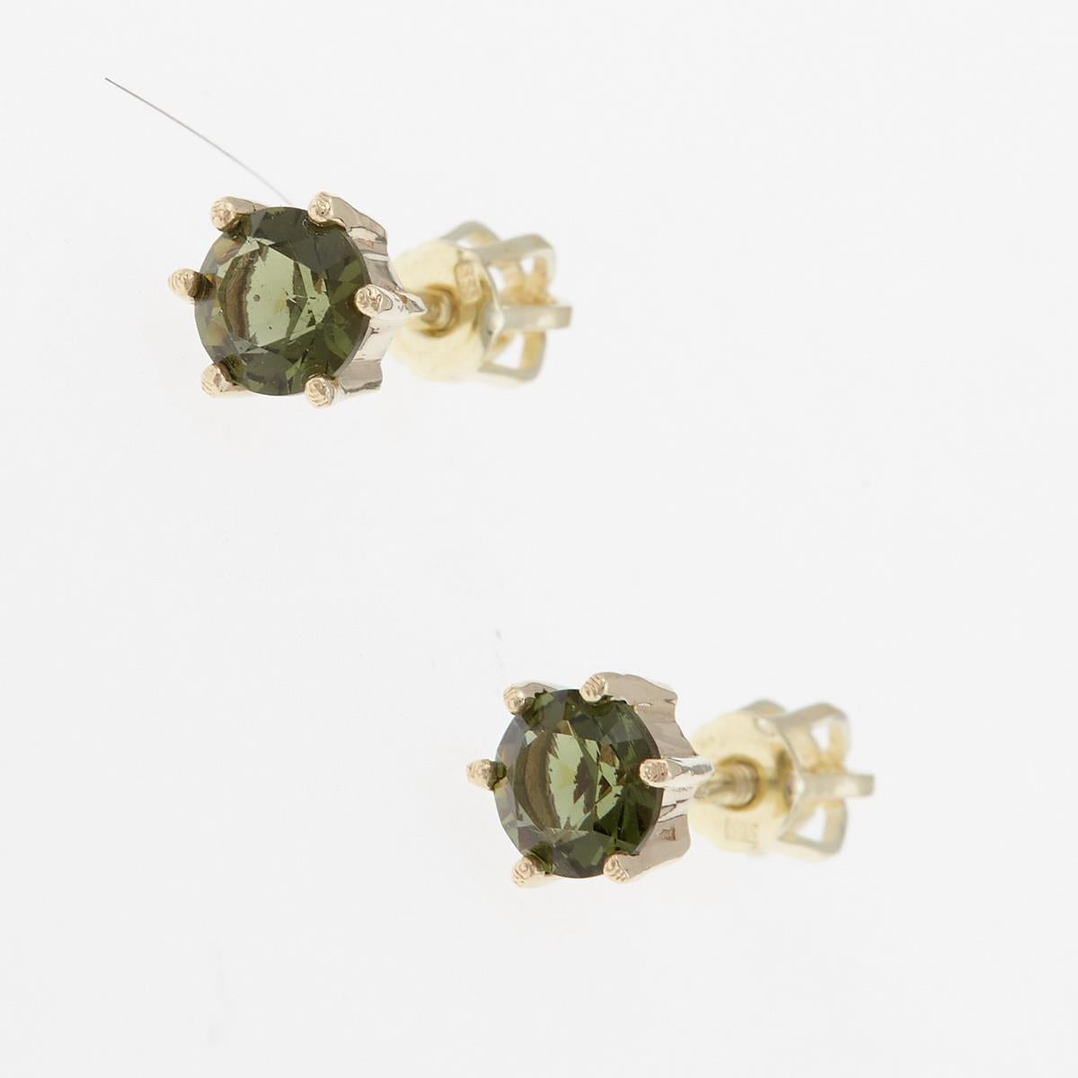 Golden earrings with moldavites AUV2235-3