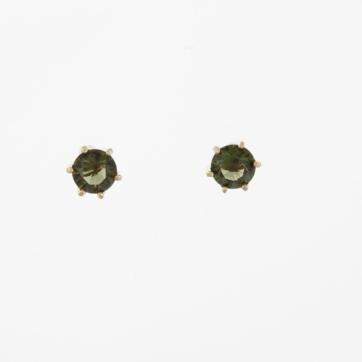 Golden earrings with moldavites AUV2235-3