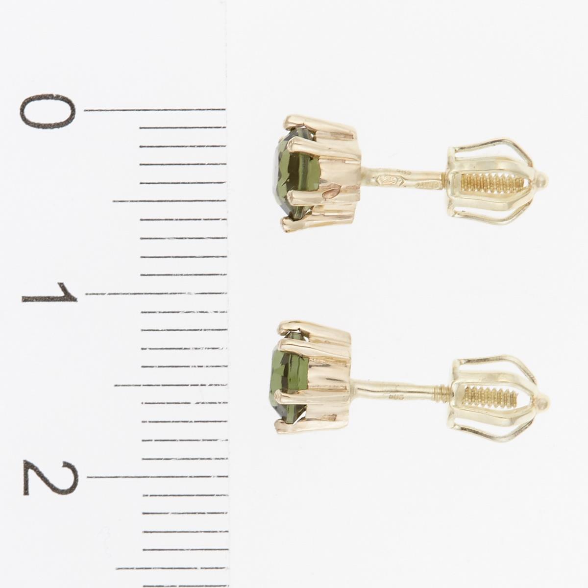 Golden earrings with moldavites AUV2235-3