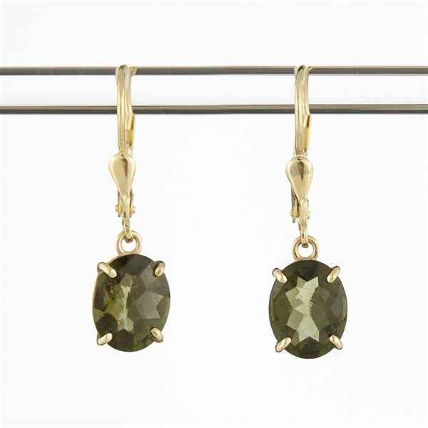 Golden earrings with moldavites 2428-4