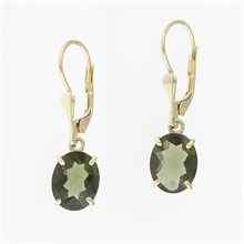 Golden earrings with moldavites 2428-4