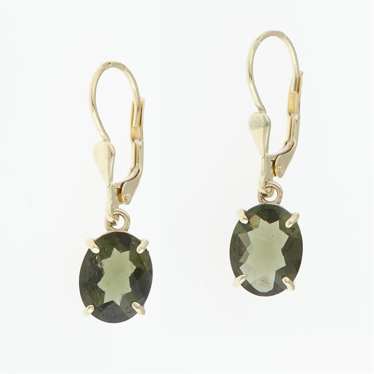 Golden earrings with moldavites 2428-4