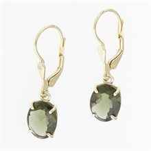 Golden earrings with moldavites 2428-4