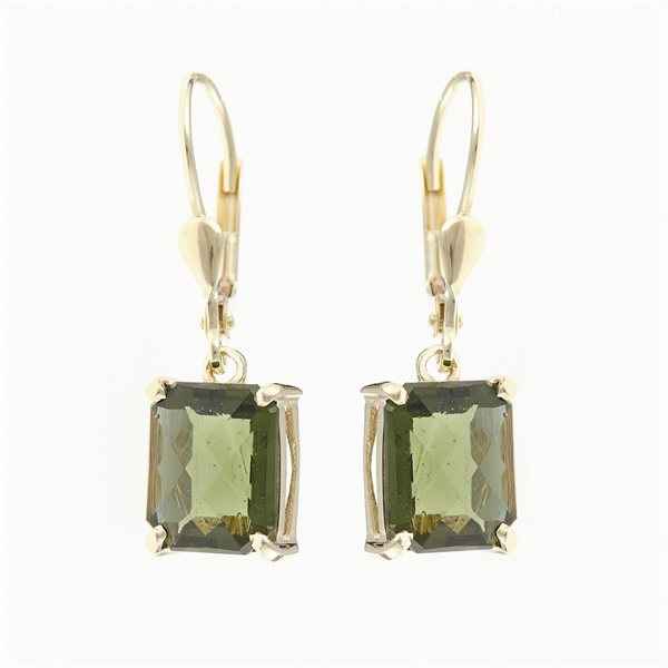 Golden earrings with moldavites 2480-4