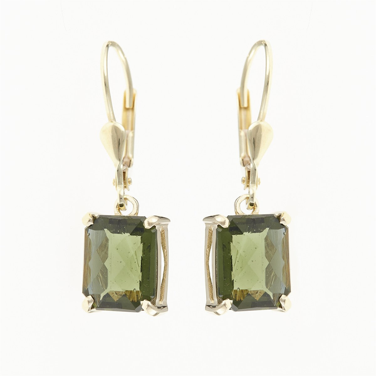 Golden earrings with moldavites 2480-4