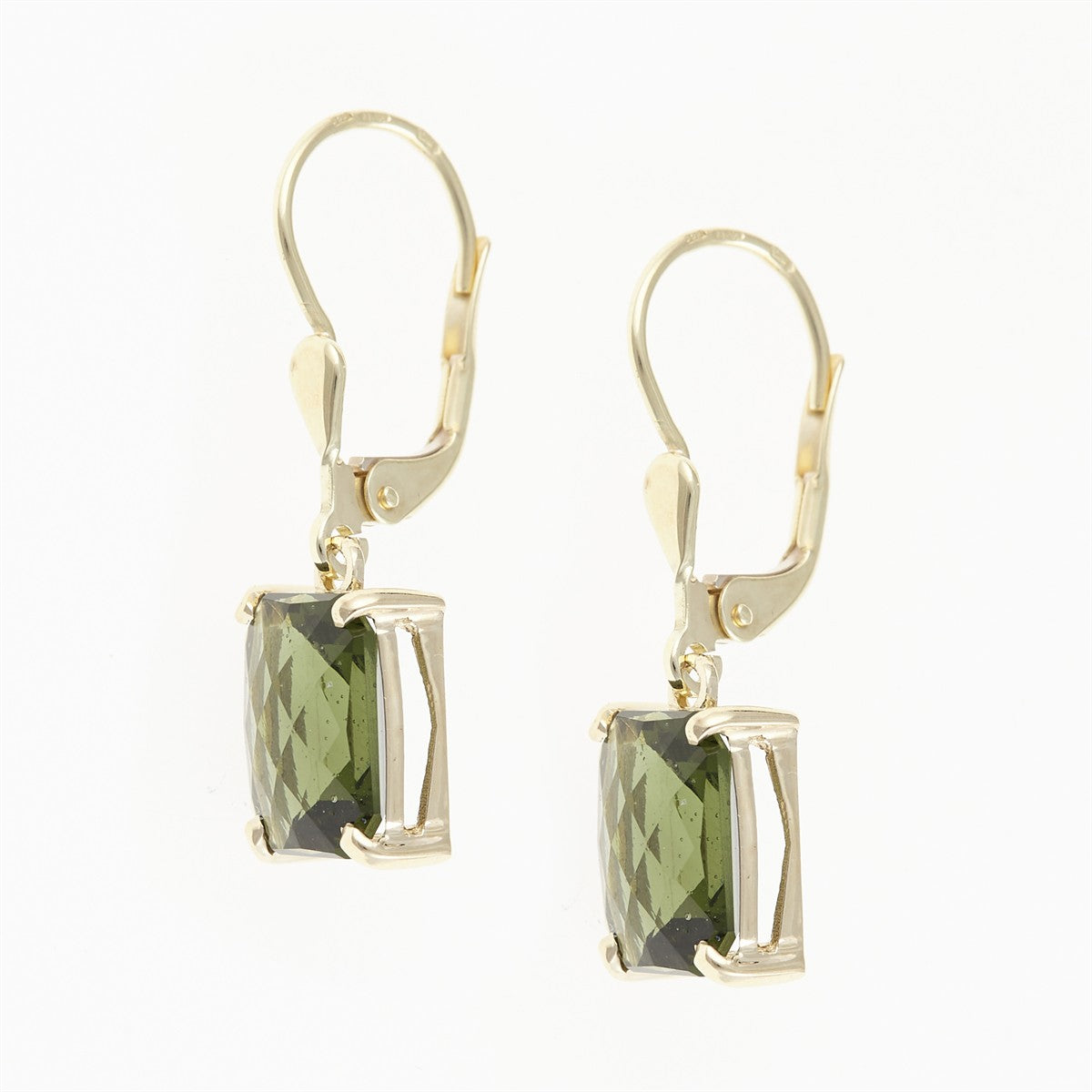Golden earrings with moldavites 2480-4