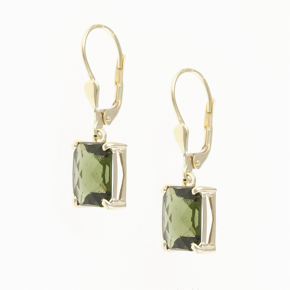 Golden earrings with moldavites 2480-4