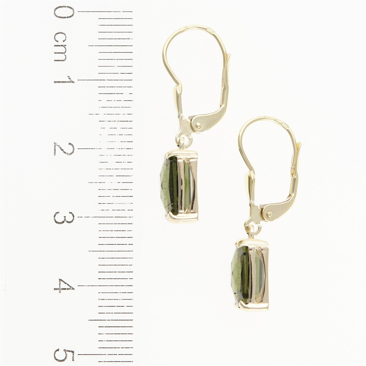 Golden earrings with moldavites 2480-4