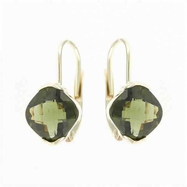 Golden earrings with moldavites 2494-4