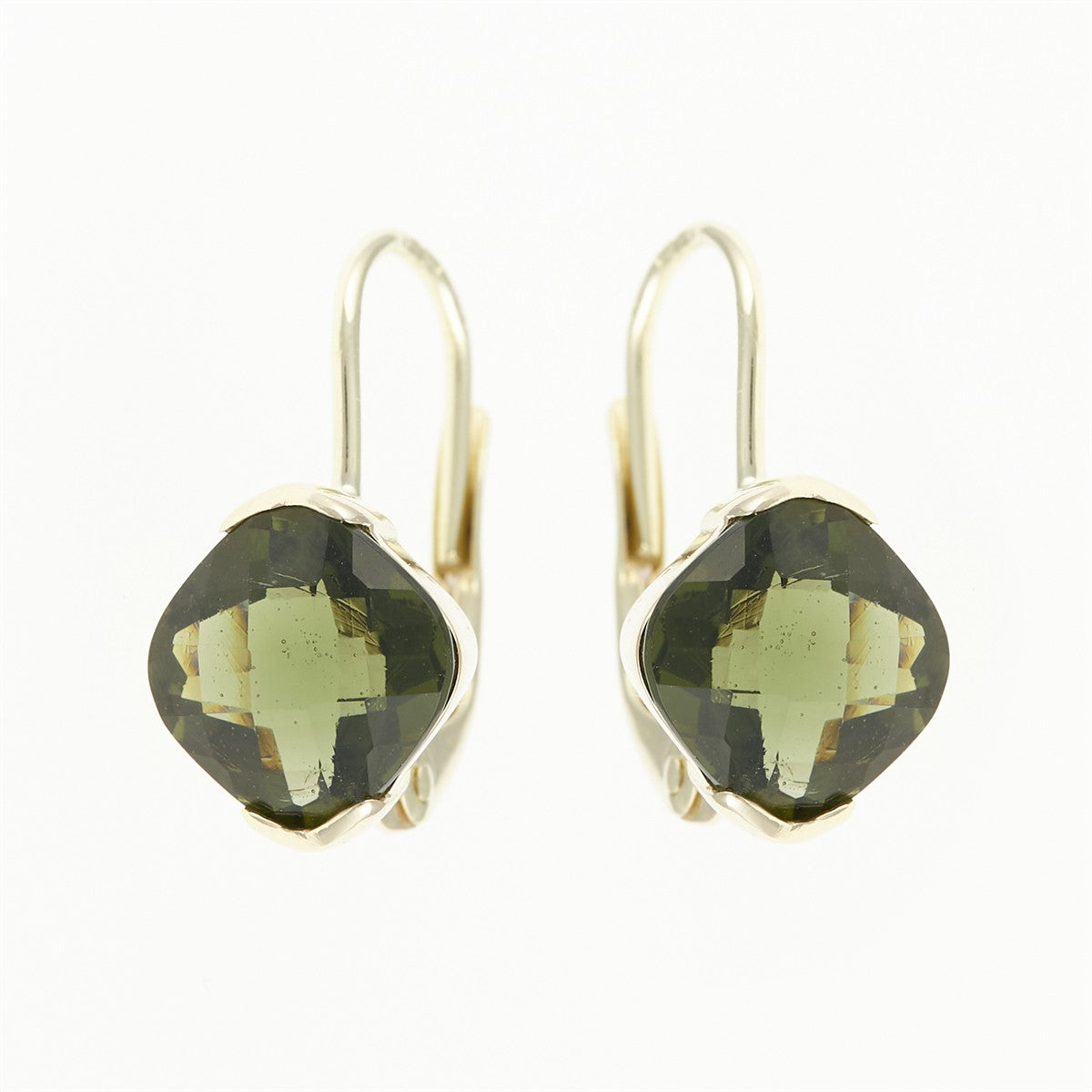 Golden earrings with moldavites 2494-4