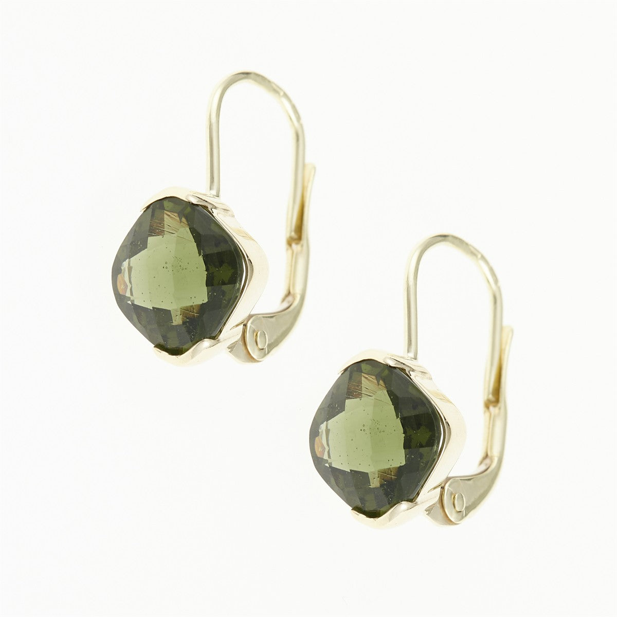 Golden earrings with moldavites 2494-4