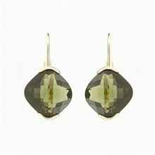 Golden earrings with moldavites 2494-4