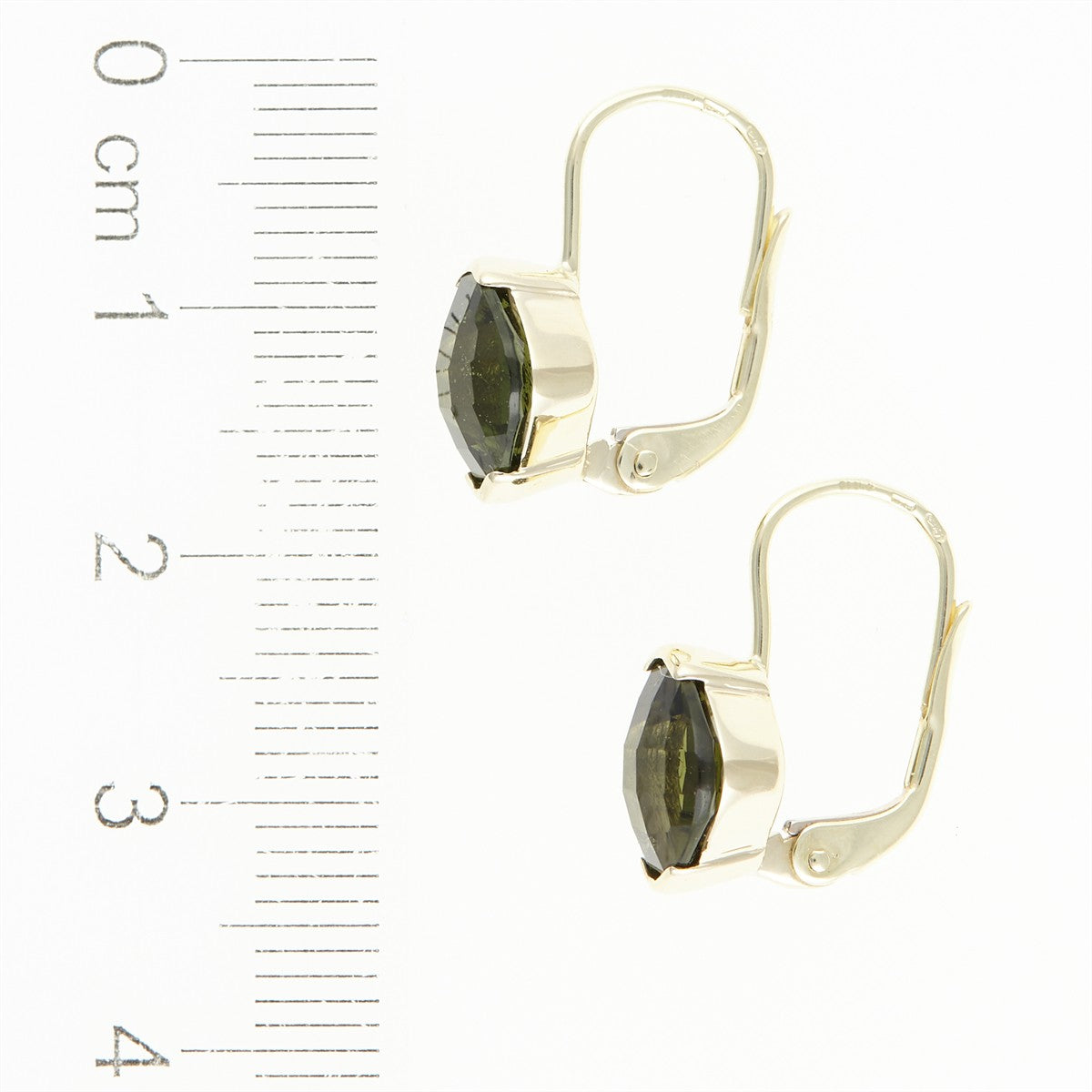 Golden earrings with moldavites 2494-4