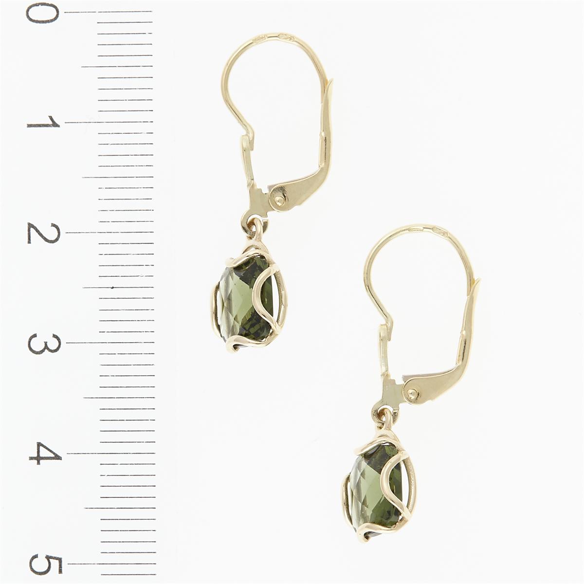 Golden earrings with moldavites 2527