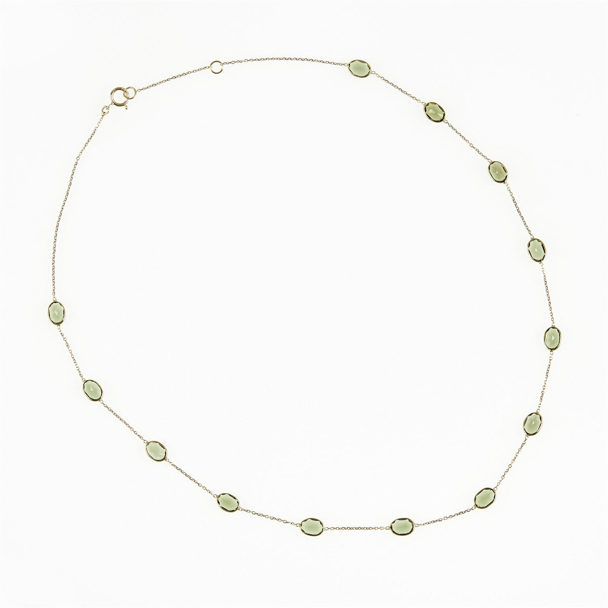 Gold necklace with moldavites 31183