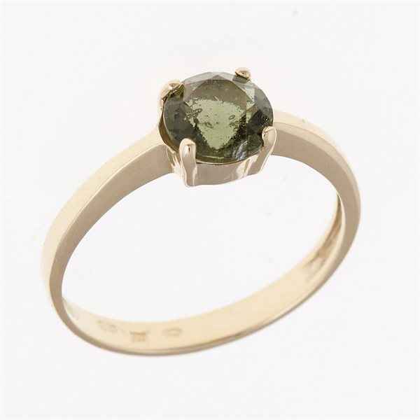 Anello d'oro con moldavite 3137