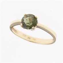 Anello d'oro con moldavite 3137