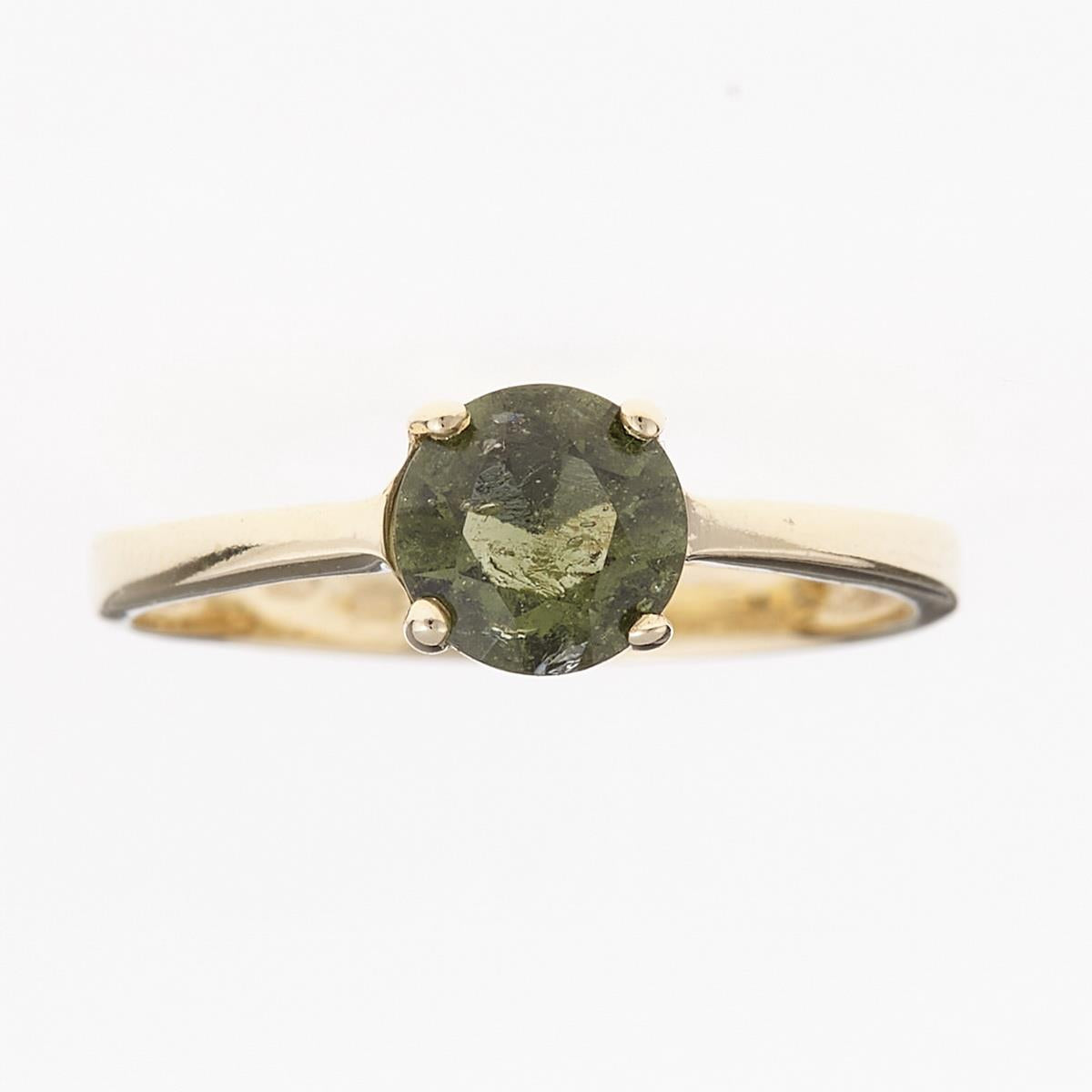 Golden ring with moldavite 3137