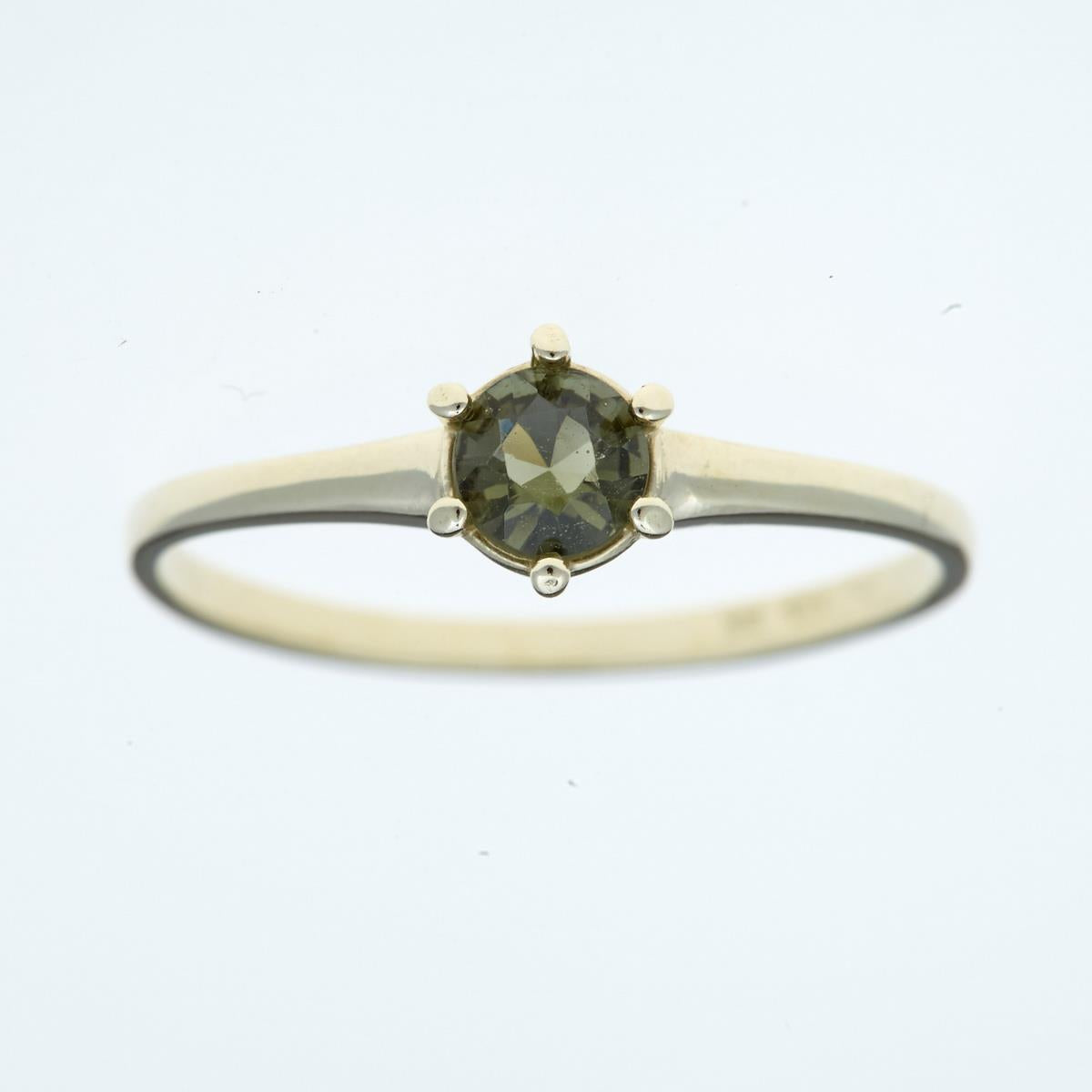 Golden ring with moldavite 3138