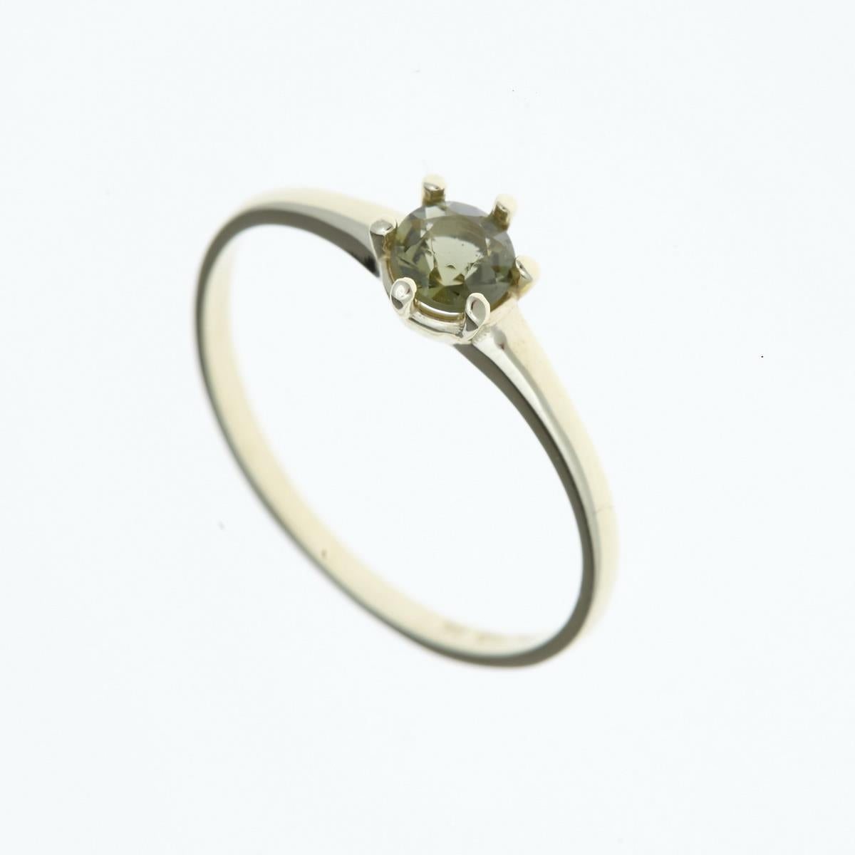 Golden ring with moldavite 3138
