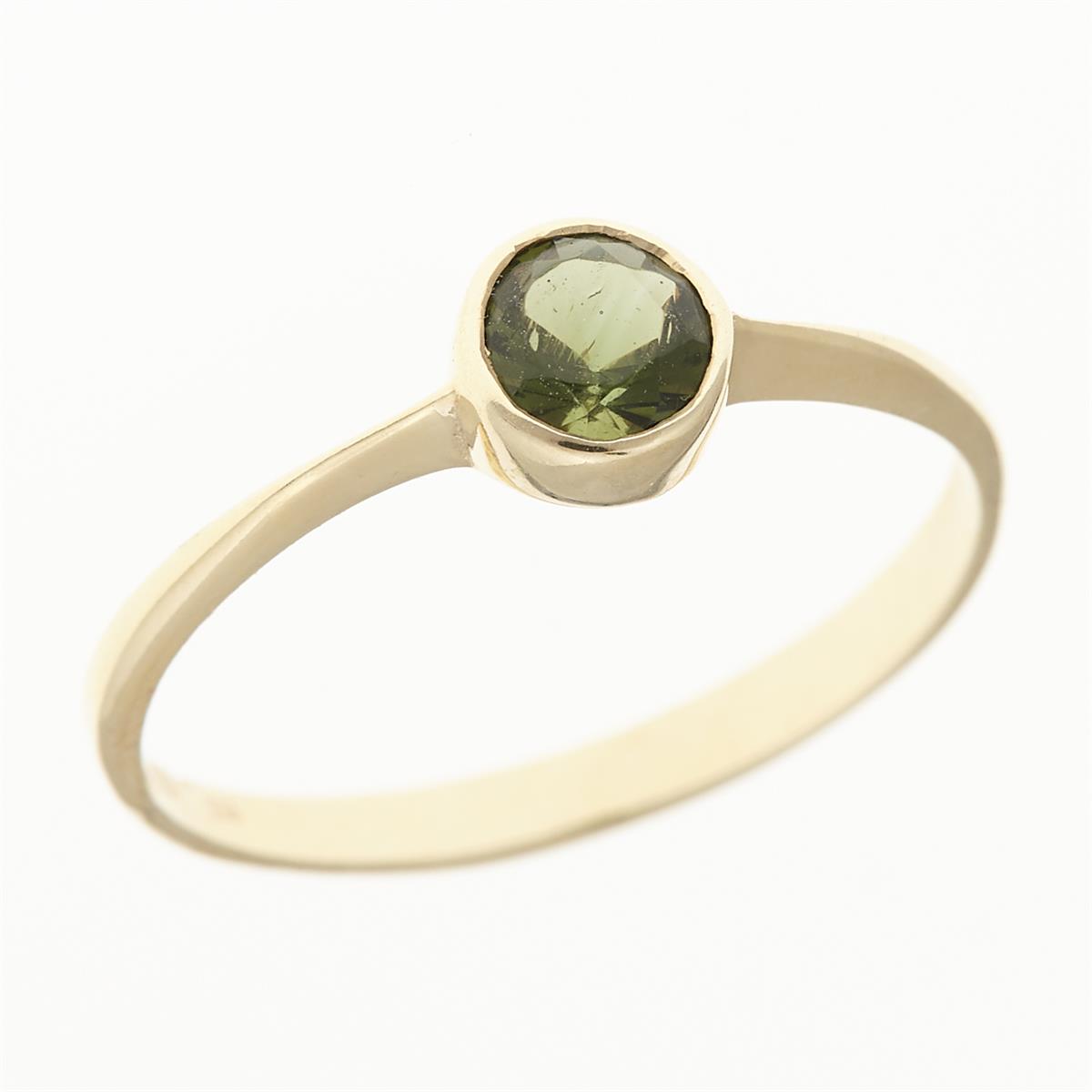 Golden ring with moldavite 3139
