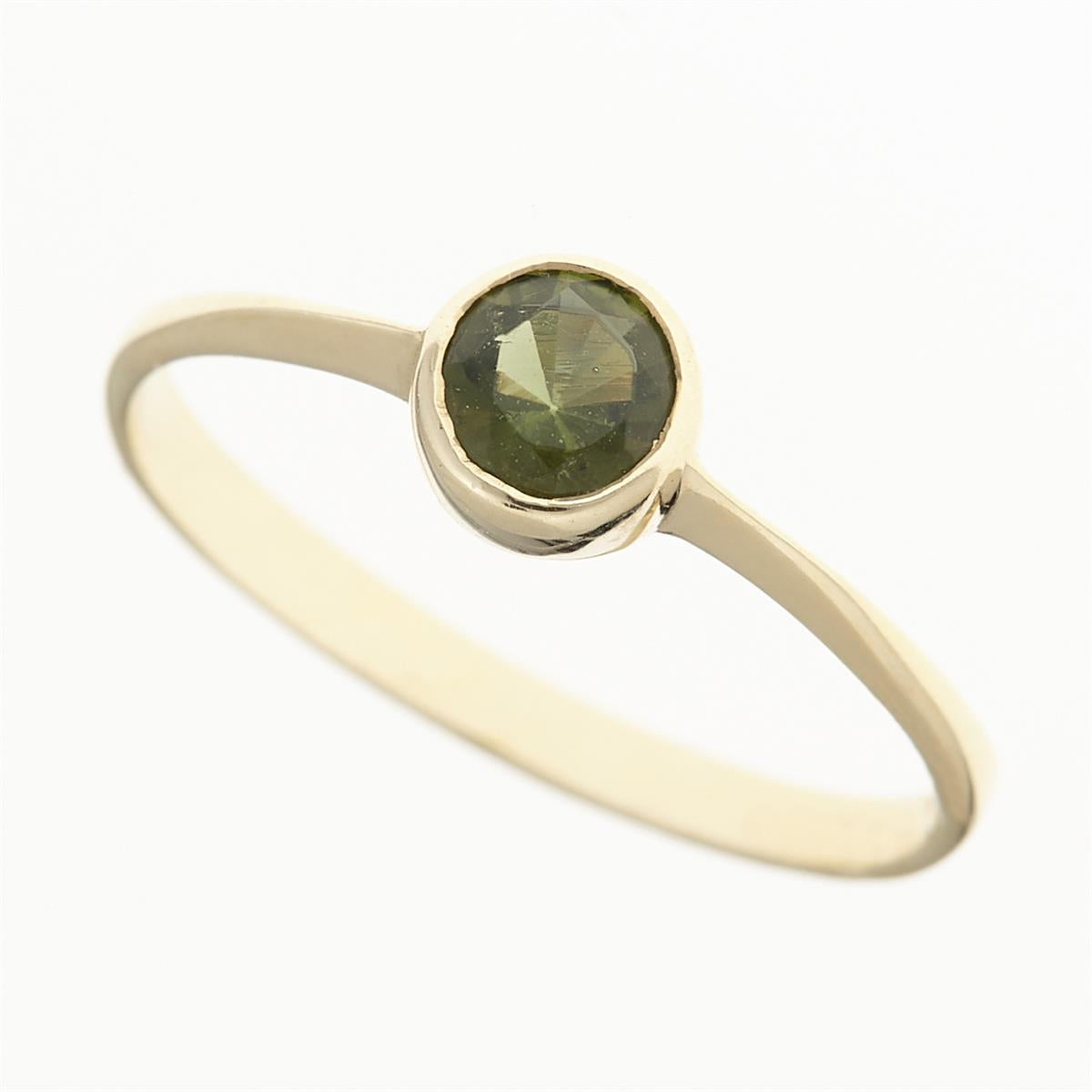 Golden ring with moldavite 3139