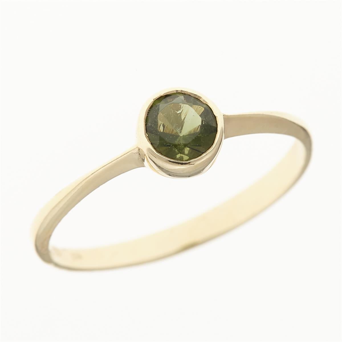 Golden ring with moldavite 3139