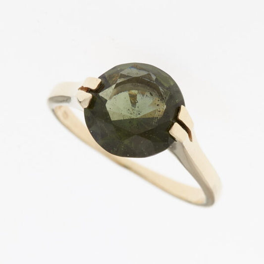 Anello d'oro con moldavite 3186