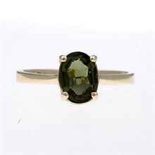 Anello d'oro con moldavite 3191