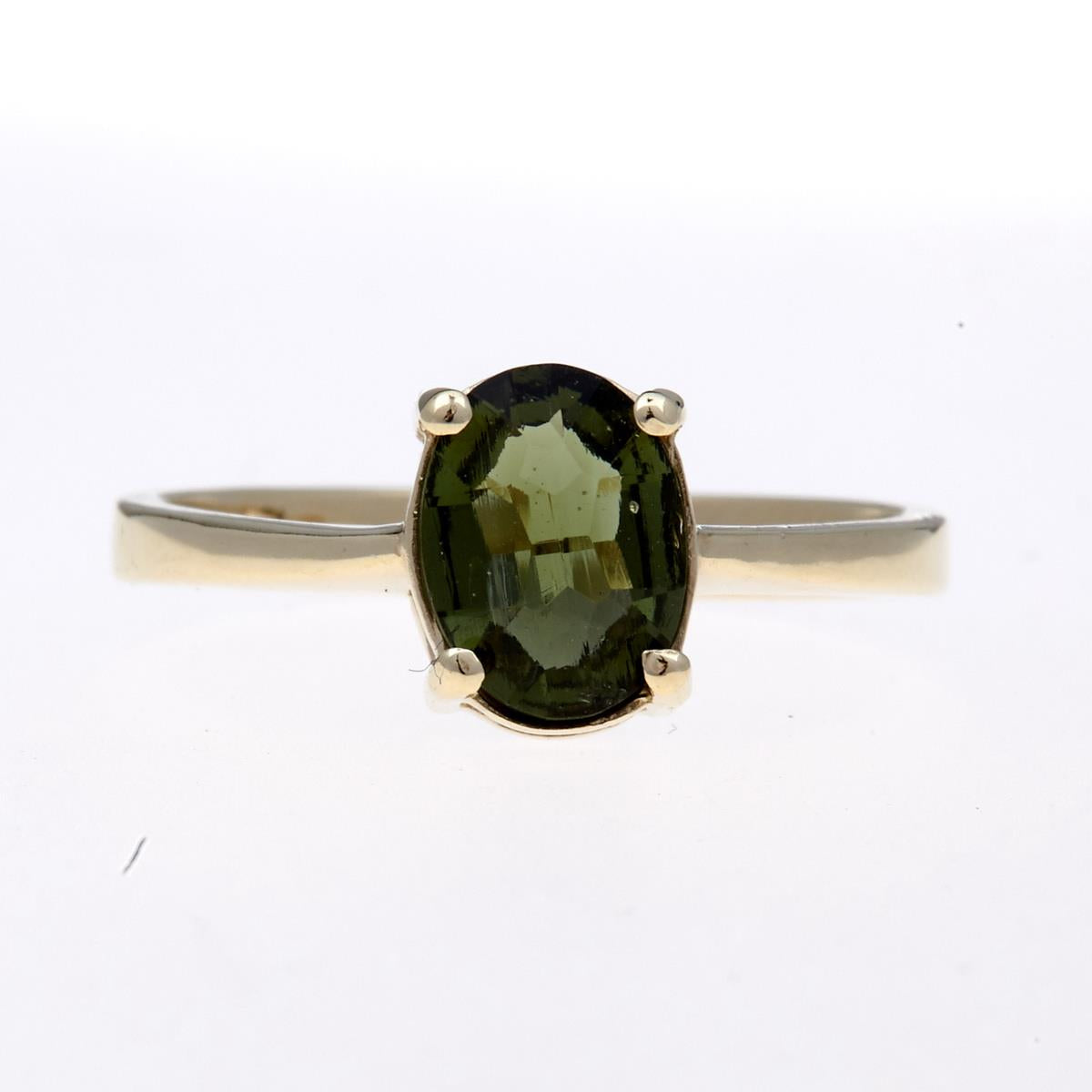 Golden ring with moldavite 3191