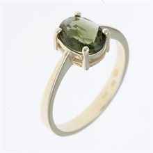 Anello d'oro con moldavite 3191