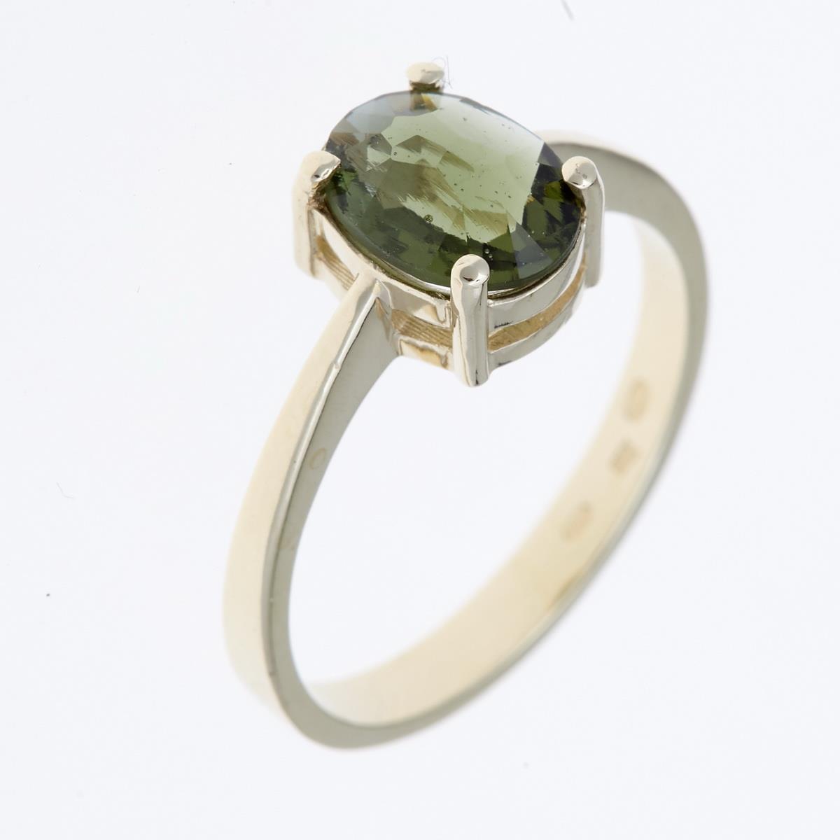 Golden ring with moldavite 3191