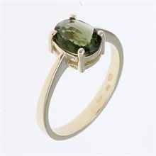 Anello d'oro con moldavite 3191
