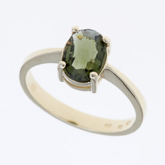 Anello d'oro con moldavite 3191