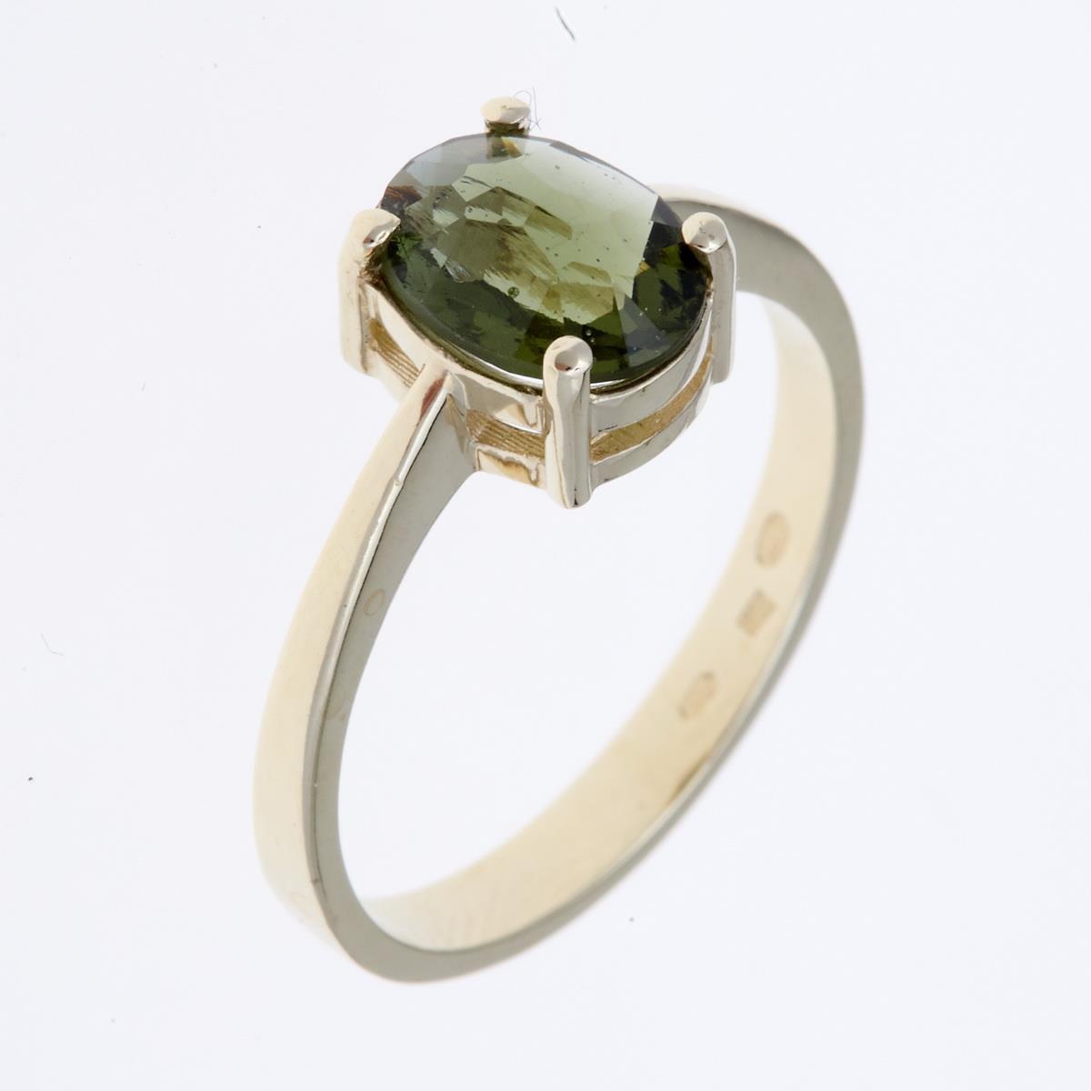 Golden ring with moldavite 3191