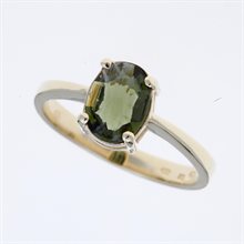 Golden ring with moldavite 3191